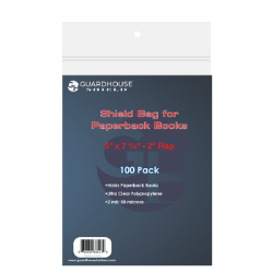 Shield Bag for Paperback Books  5 x 7 3/8 + 2" Flap