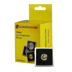 Dime, $2.50 Gold 2x2 Tetra Snaplock Coin Holder - 10 per pack