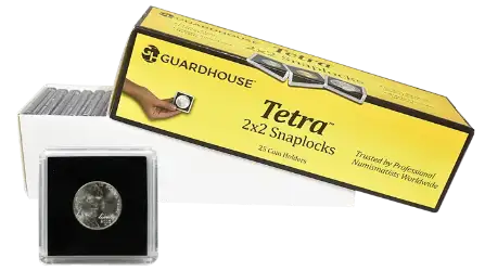 Nickel, $5 Gold 2x2 Tetra Snaplock Coin Holder - 25 per pack