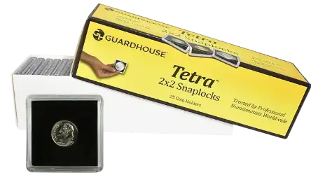 Dime, $2.50 Gold 2x2 Tetra Snaplock Coin Holder - 25 per pack