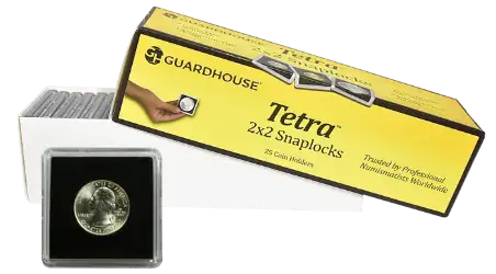Quarter Tetra 2x2 Tetra Snaplock Coin Holder - 25 per pack