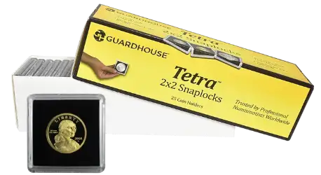 Small Dollar 2x2 Tetra Snaplock Coin Holder - 25 per pack