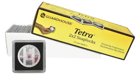 39mm Silver Round 2x2 Tetra Snaplock Coin Holder  - 25 per pack
