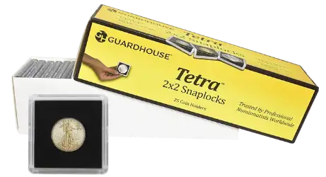 1/4 Ounce Gold Eagle 2x2 Tetra Snaplock Coin Holder  - 25 per pack