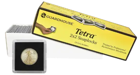 1/2 Ounce Gold Eagle, $10 Gold 2x2 Tetra Snaplock Coin Holder  - 25 per pack