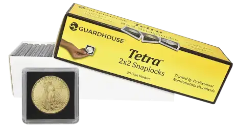 $20 Gold 2x2 Tetra Snaplock Coin Holder- 25 per pack