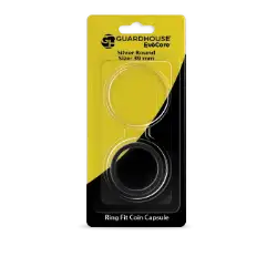 EvoCore Silver Round Silicone Ring Fit Coin Holder - 39mm (Black)