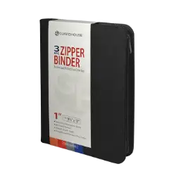 Zipper Binder with 3 Ring Clip - Black
