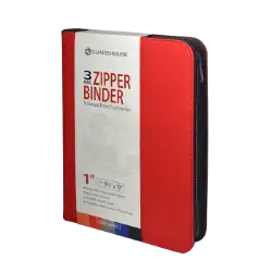 Zipper Binder with 3 Ring Clip - Red