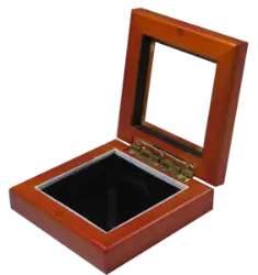 Guardhouse 3.87x3.87 Glass-top Wood Display Box - Holds Medium Sized Capsule