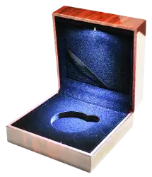 Lighted L Capsule Box with Faux Wood Grain Finish