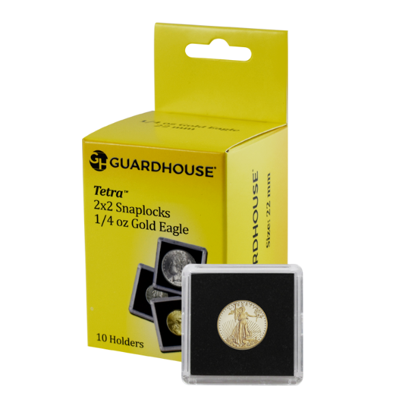 1/4 Oz American Gold Eagle 2x2 Tetra Snaplock Coin Holder - 10 per pack