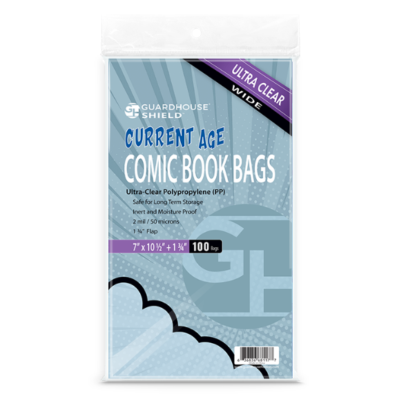 Shield Bag for Thicker Current Comic Books (Wide Size) - 7 x 10 1/2