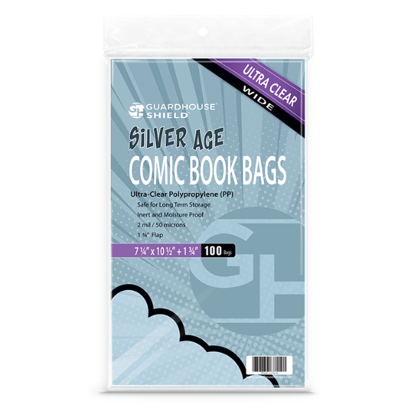 Shield Bag for Thicker Silver Comic Books (Wide Size) - 7 1/4 x 10 1/2