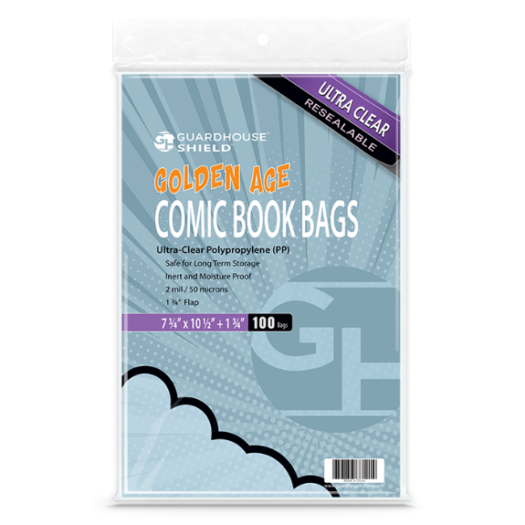 Shield Resealable Bag for Golden Comic Book  - 7 3/4 x 10 1/2