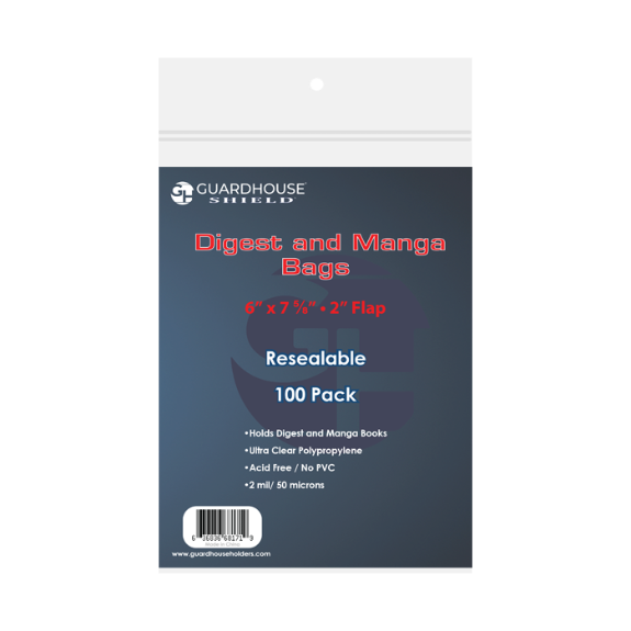Shield Resealable Bag for Digest or Manga Books  6 x 7 5/8