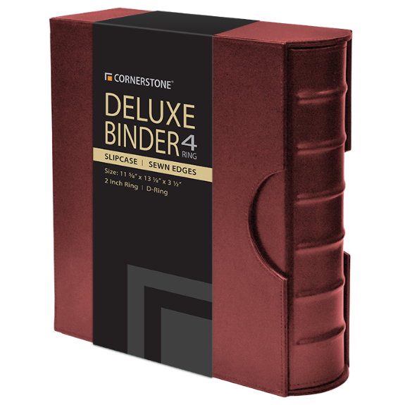 Cornerstone Large Capacity 4 D-Ring Binder & Slip Case (Burgundy)