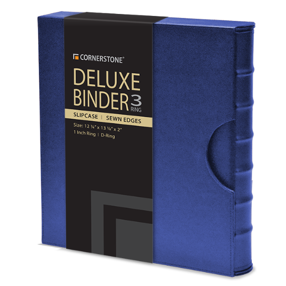 Cornerstone Regular Capacity 3 D-Ring Binder & Slip Case (Navy Blue)