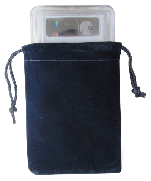Velour Drawstring Pouch - 3x4.25 Navy Blue