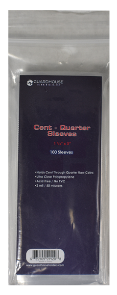 Cent through Quarter Protective Coin Sleeves