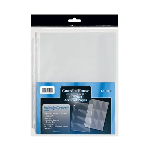 Guardhouse Shield 1 Pocket Archival (10 pack) Polypropylene Pages