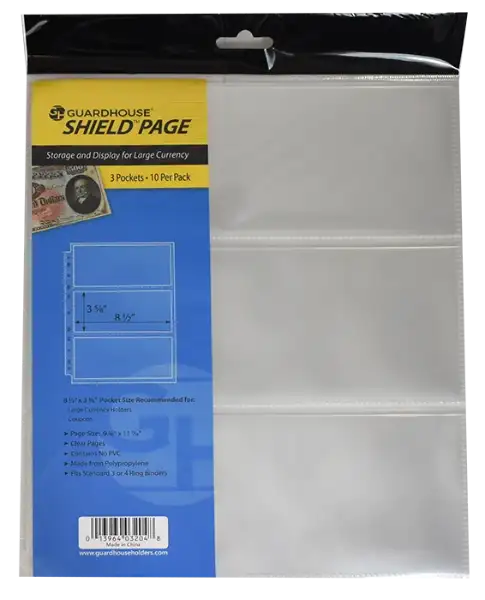 Guardhouse Shield 3 Pocket Archival (10 pack) Polypropylene Pages
