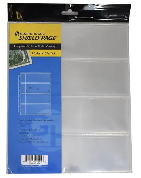 Guardhouse Shield 4 Pocket Archival (10 pack) Polypropylene Pages