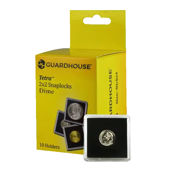Dime, $2.50 Gold 2x2 Tetra Snaplock Coin Holder - 10 per pack