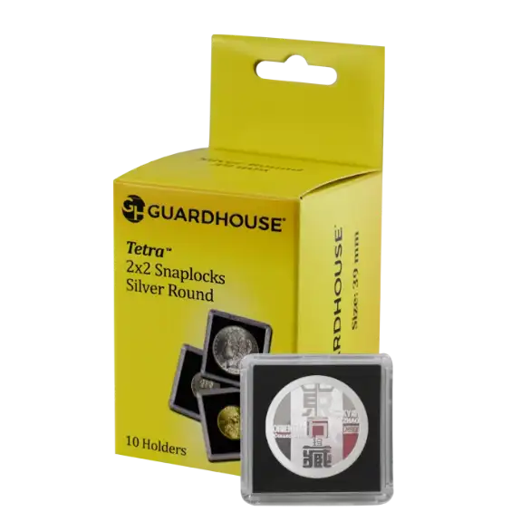 39mm Silver Round 2x2 Tetra Snaplock Coin Holder - 10 per pack