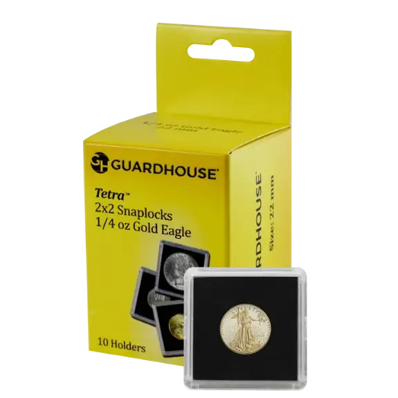 1/4 Oz American Gold Eagle 2x2 Tetra Snaplock Coin Holder - 10 per pack