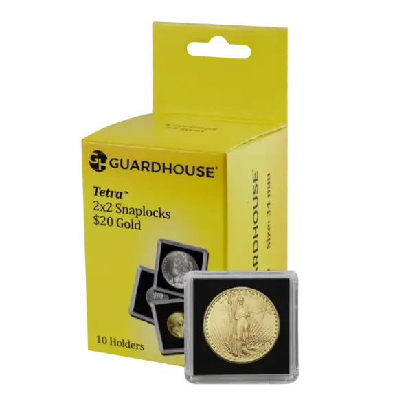 20 Dollar Gold 2x2 Tetra Snaplock Coin Holder - 10 per pack
