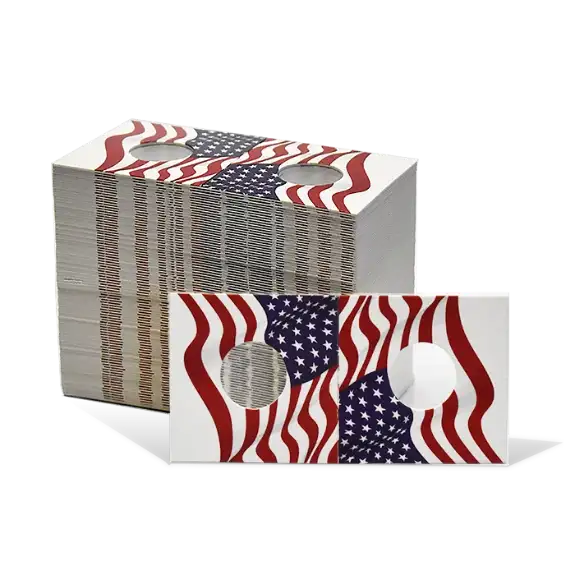 2x2 Paper Coin Holders for Cent / Nickel - American Flag