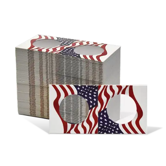 2x2 Paper Coin Holders for Half/Small Dollar/Quarter - American Flag