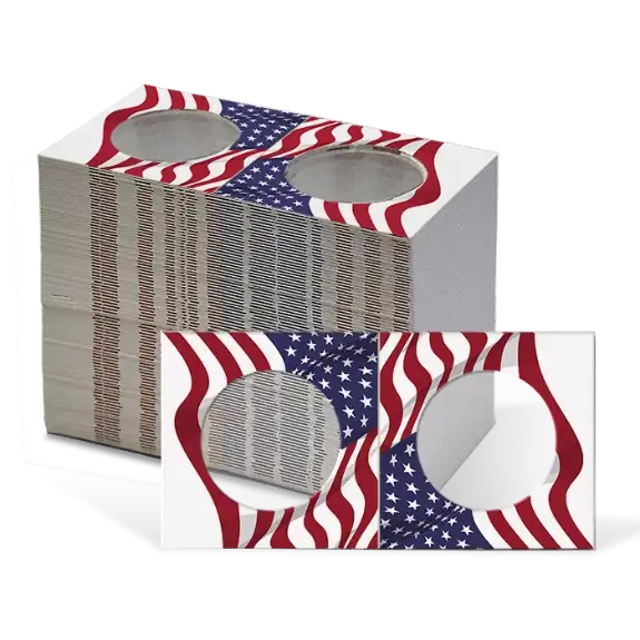 2.5x2.5 Paper Coin Holders for ASE/Large Dollar - American Flag