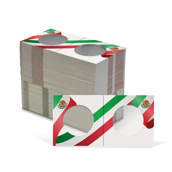 2x2 Paper Coin Holders for Half/Small Dollar/Quarter - Mexican Flag
