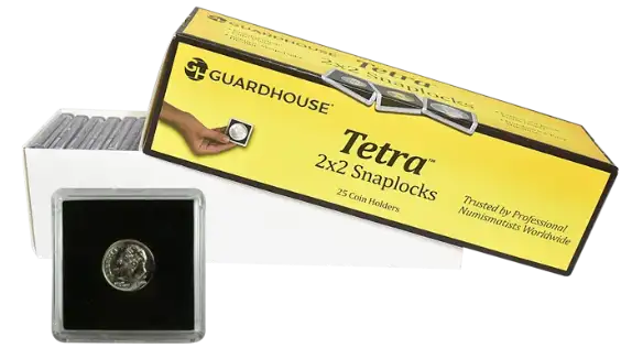 Dime, $2.50 Gold 2x2 Tetra Snaplock Coin Holder - 25 per pack