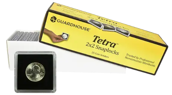 Quarter Tetra 2x2 Tetra Snaplock Coin Holder - 25 per pack