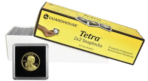 Small Dollar 2x2 Tetra Snaplock Coin Holder - 25 per pack