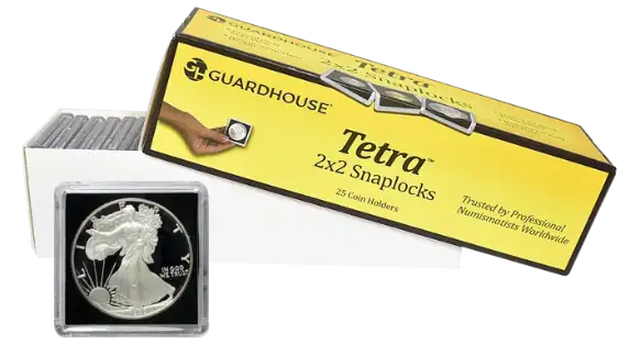 American Silver Eagle 2x2 Tetra Snaplock Coin Holder -  25 per pack