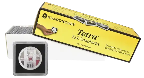 39mm Silver Round 2x2 Tetra Snaplock Coin Holder  - 25 per pack