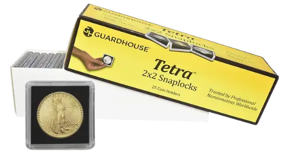 1 Ounce Gold Eagle 2x2 Tetra Snaplock Coin Holder - 25 per pack