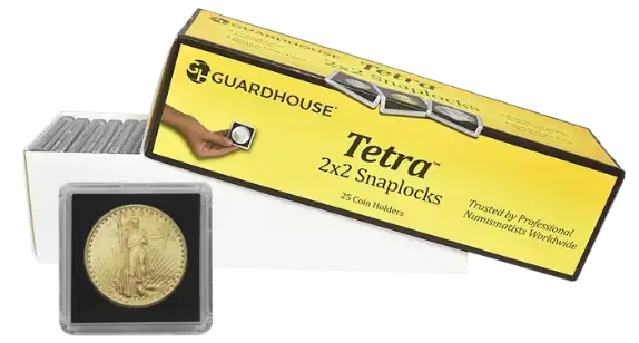 $20 Gold 2x2 Tetra Snaplock Coin Holder- 25 per pack