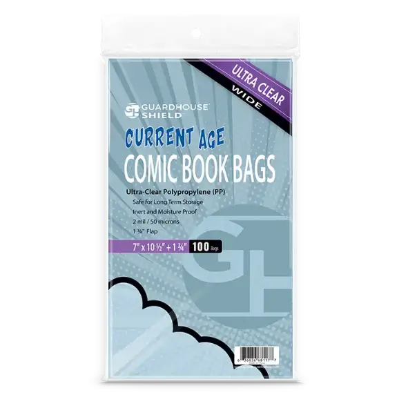 Shield Bag for Thicker Current Comic Books (Wide Size) - 7 x 10 1/2