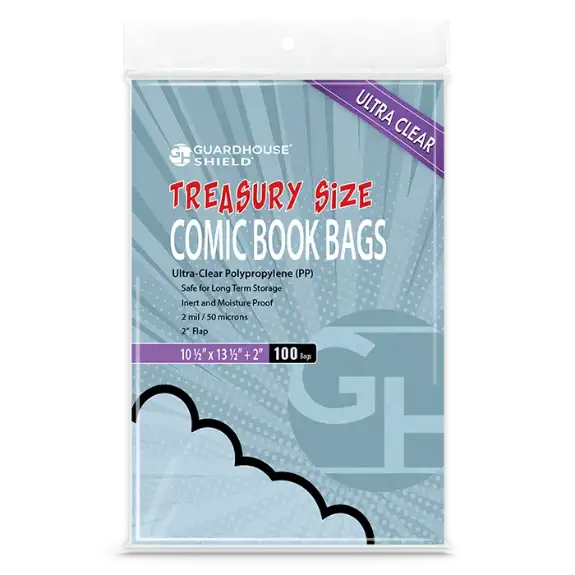 Shield Bag for Treasury Comics - 10 1/2 x 13 1/2 + 2 inch flap
