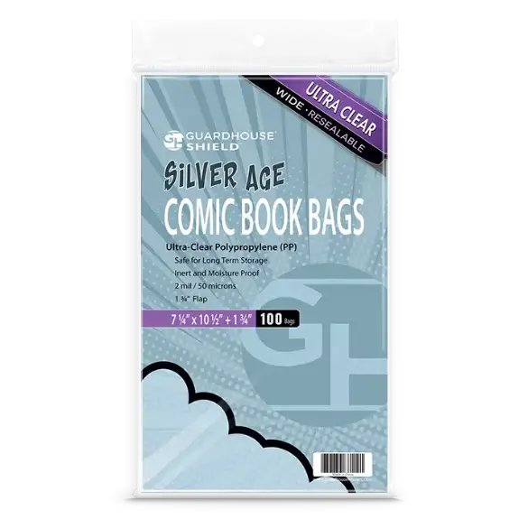 Shield Resealable Bag for Thicker Silver Comic Books (Wide Size) - 7 1/4 x 10 1/2
