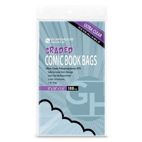 Shield Resealable Bag for Graded Comic Books - 9x14