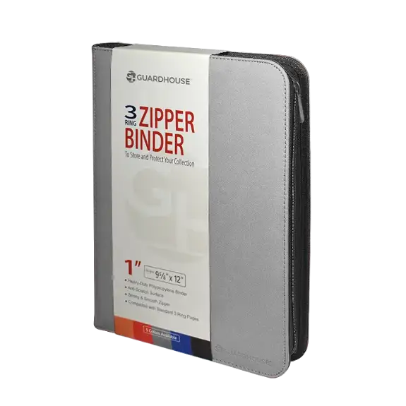 Zipper Binder with 3 Ring Clip - Gray