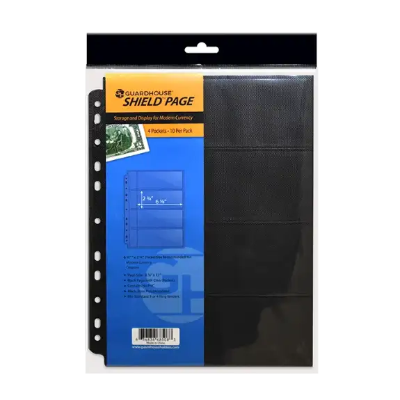 4 Pocket Double-Sided Pages for Modern-Sized Currency - 10 pack