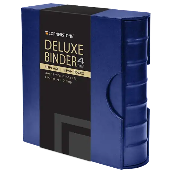Cornerstone Large Capacity 4 D-Ring Binder & Slip Case (Navy Blue)