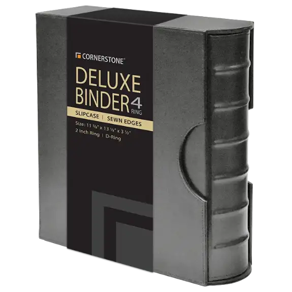 Cornerstone Large Capacity 4 D-Ring Binder & Slip Case (Gray)